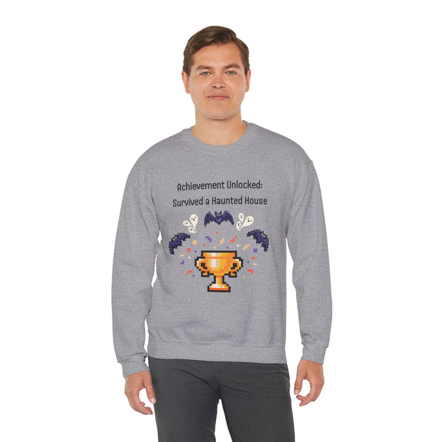 'Achievement Unlocked: Survived A Haunted House' Unisex Crewneck Sweatshirt