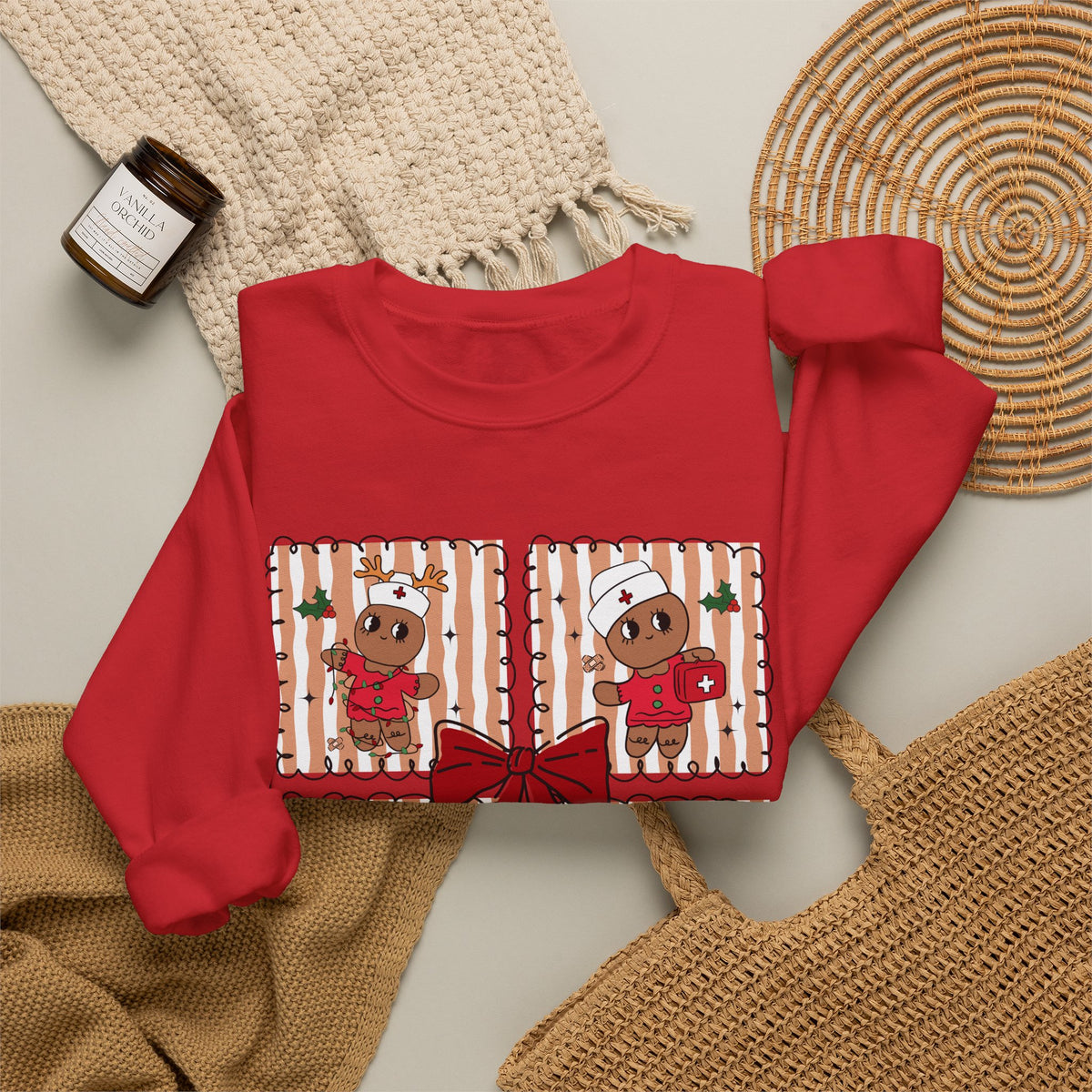 Gingerbread Christmas Sweatshirt, Cute Gingerbread Crewneck, Christmas Bow Sweatshirt, Gingerbread Man Shirt, Funny Holiday Sweater, Christmas Gift