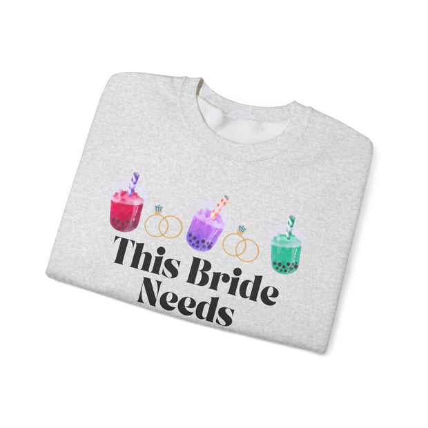 'This Bride Needs Boba' Unisex Crewneck Sweatshirt