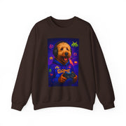 Gaming Golden Doodle Illustration Crewneck Sweatshirt | Retro Arcade Gamer