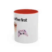 'Game On, Coffee First' Accent Coffee Mug