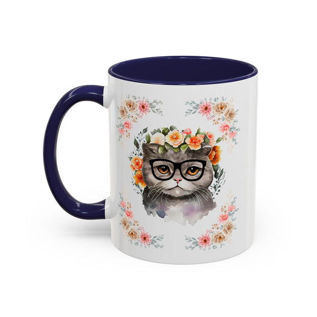 Geeky Goddess Gray Cat Accent Coffee Mug