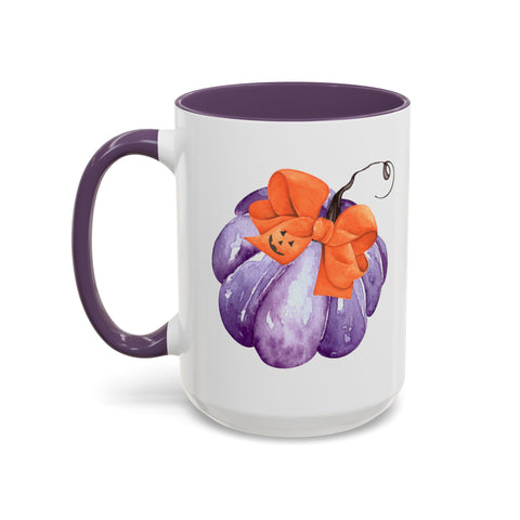 Purple Pumpkin Wrapped In A Bow Accent Coffee Mug