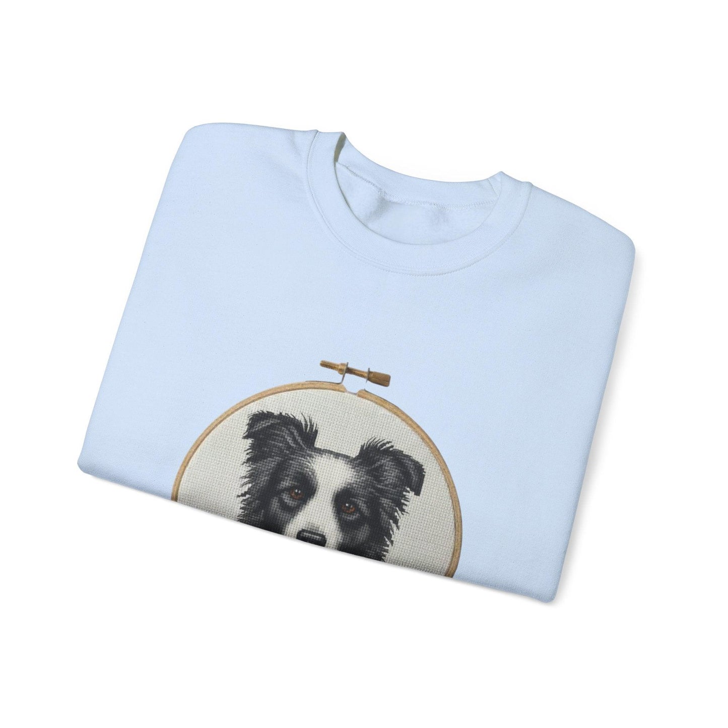 Border Collie Portrait Crewneck Sweatshirt | Embroidery Hoop Dog Design