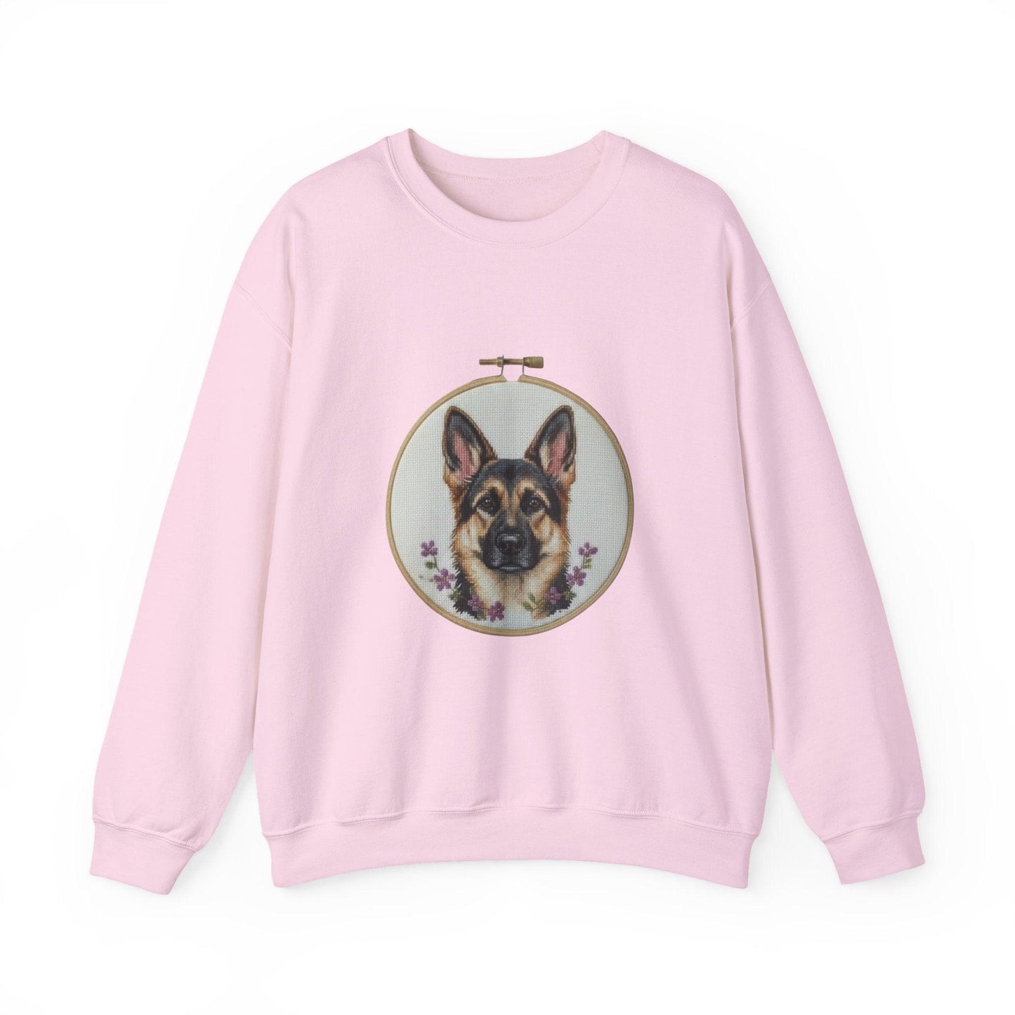 German Shepherd Portrait Embroidery Hoop Sweatshirt | Floral Dog Face