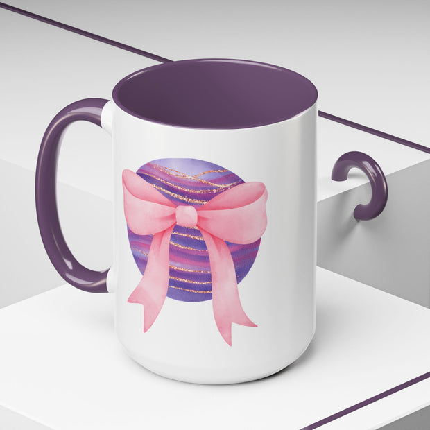Pink/Purple Planet Wrapped In A Bow Accent Coffee Mug
