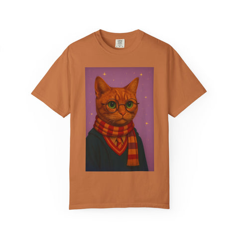 Pawgwarts Orange Cat Wizard T-Shirt