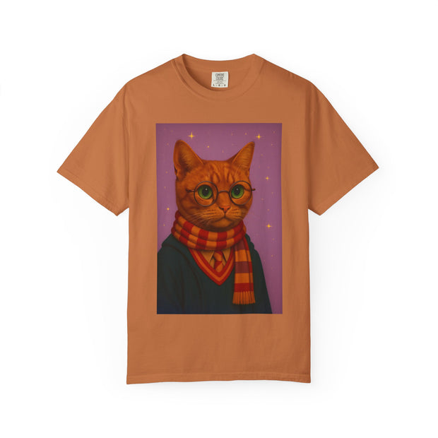 Pawgwarts Orange Cat Wizard T-Shirt
