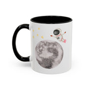 Astronaut Flying To The Moon Accent Coffee Mug
