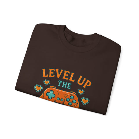 Funny Gamer Sweatshirt, Level Up Leftovers Crewneck, Gifts for Gamers, Casual Wear, Thanksgiving Sweatshirt, Cute Holiday Apparel