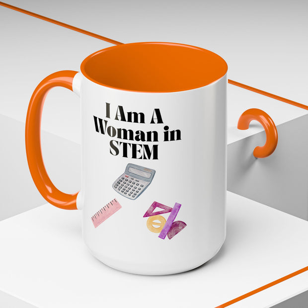 'I Am A Woman In STEM' Accent Coffee Mug