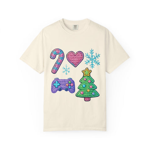Festive Gamer T-Shirt, Christmas Tee, Gamer Shirt, Holiday Apparel, Unisex Christmas Gift, Cute Gaming T-Shirt