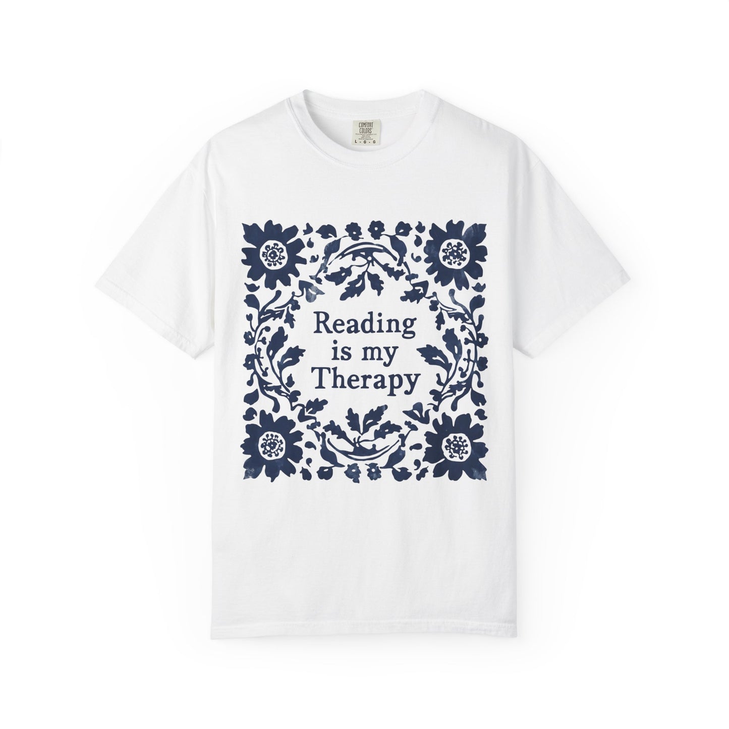 Reading Is My Therapy T-shirt | Floral Wreath Book Lover Tee