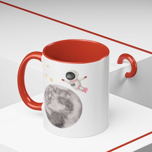 Astronaut Flying To The Moon Accent Coffee Mug