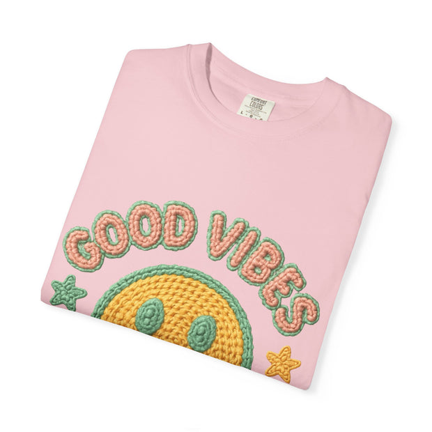 Good Vibes T-Shirt, Unisex Garment-Dyed Tee, Positive Vibe Shirt, Casual Wear, Gift for Friends, Summer Style