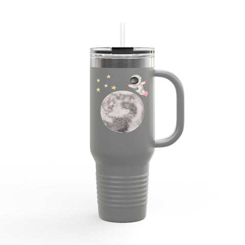 Astronaut Flying To The Moon Insulated Travel Mug, 40oz