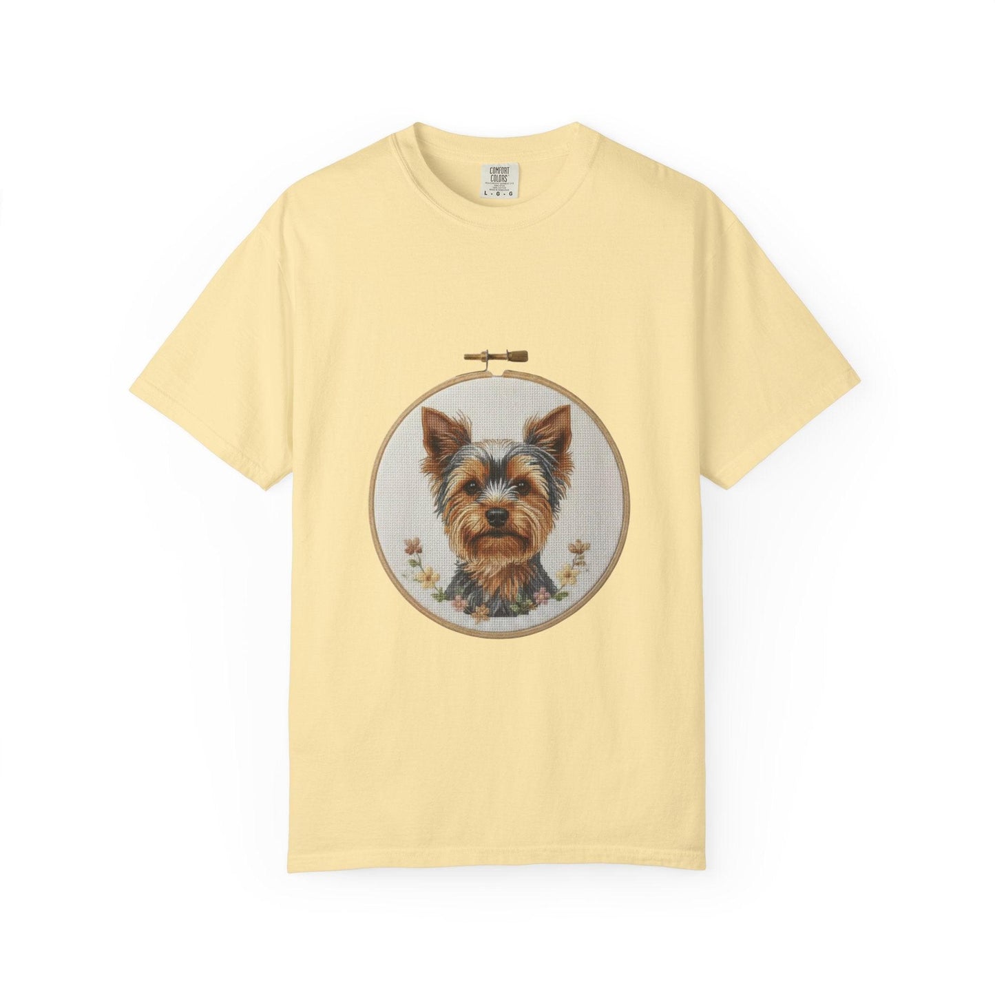 Yorkshire Terrier Portrait T-Shirt | Embroidery Hoop Dog Illustration