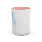 Blue Saturn Wrapped In A Blue Bow Accent Coffee Mug