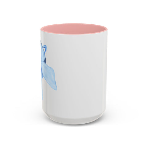 Blue Saturn Wrapped In A Blue Bow Accent Coffee Mug