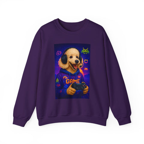 Gamer Dog Sweatshirt, Unisex Crewneck, Cute Gaming Apparel, Gift for Pet Lovers, Funny Sweatshirt, Cozy Gaming Clothing