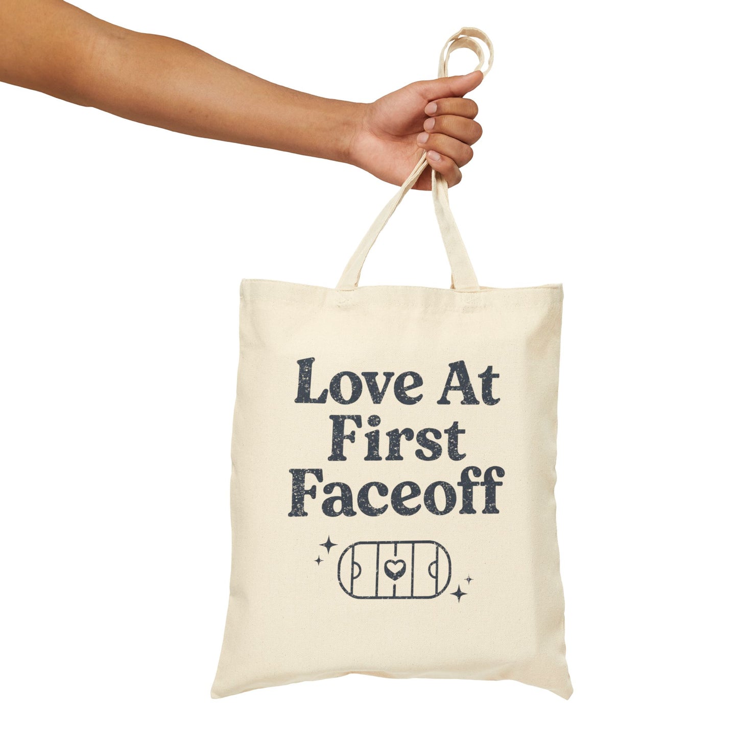 Love At First Faceoff Tote Bag, Hockey Romance Booktok Canvas Tote, Sports Romance Reader Gift Bag