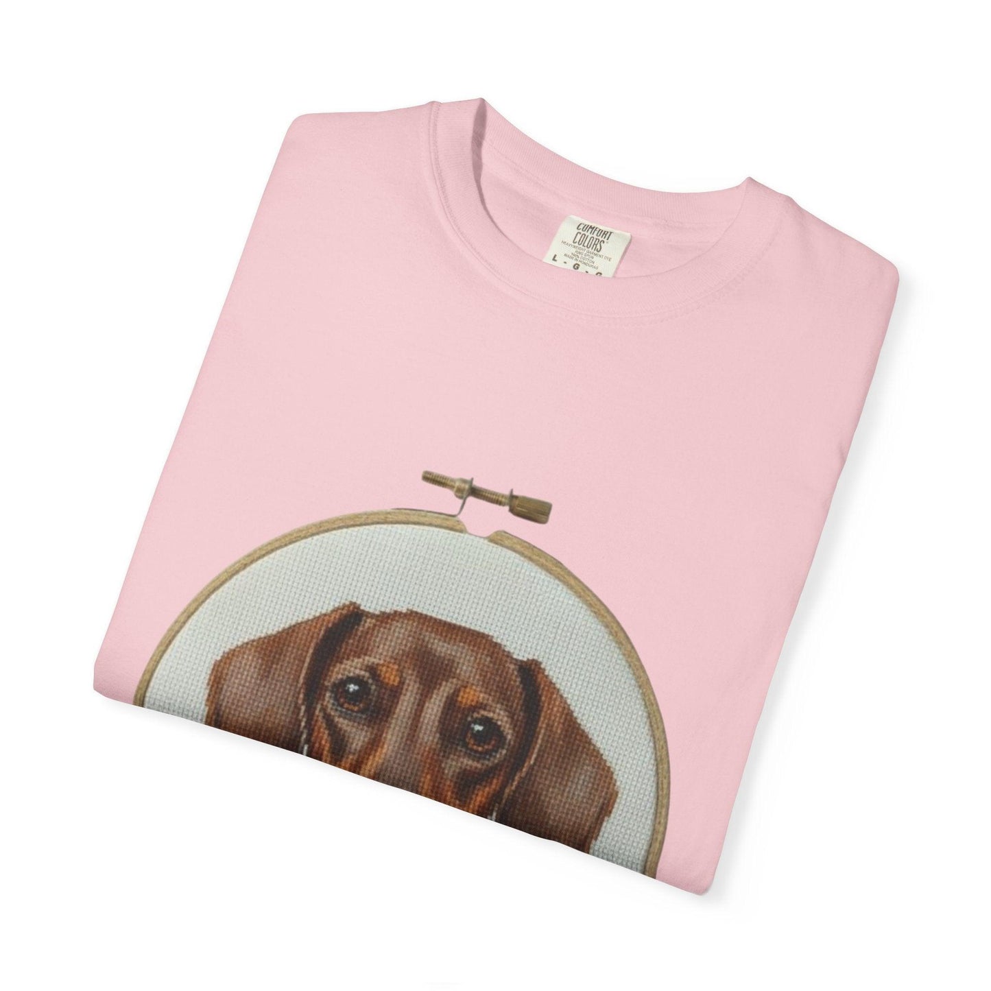 Dachshund Portrait T-shirt | Embroidery Hoop Dog Illustration