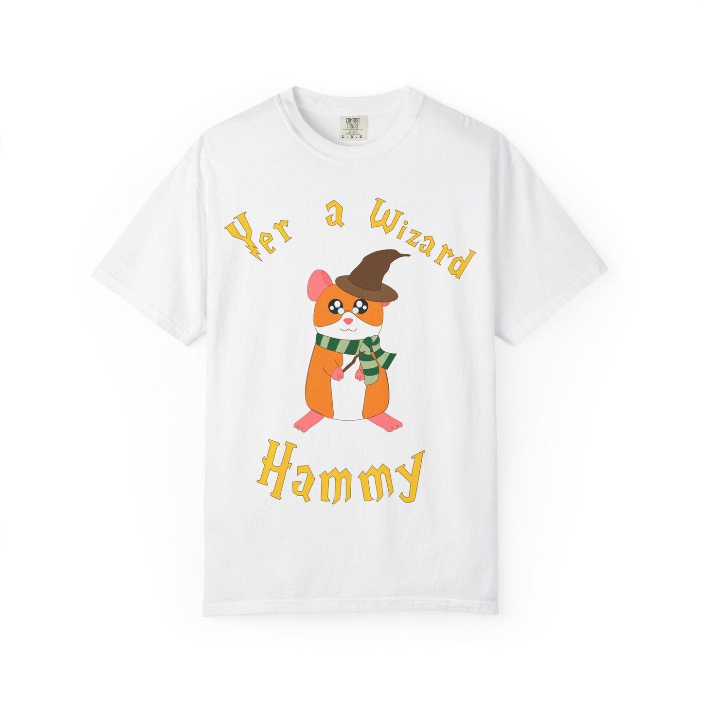 Hammy Wizard Hamster T-Shirt | Cute Wizard Hat Scarf Illustration