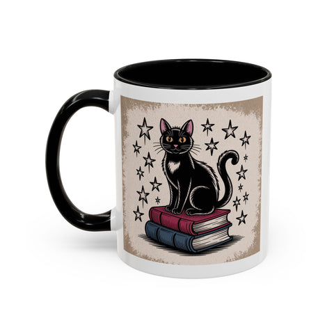 Cat and Book Lover's Accent Coffee Mug
