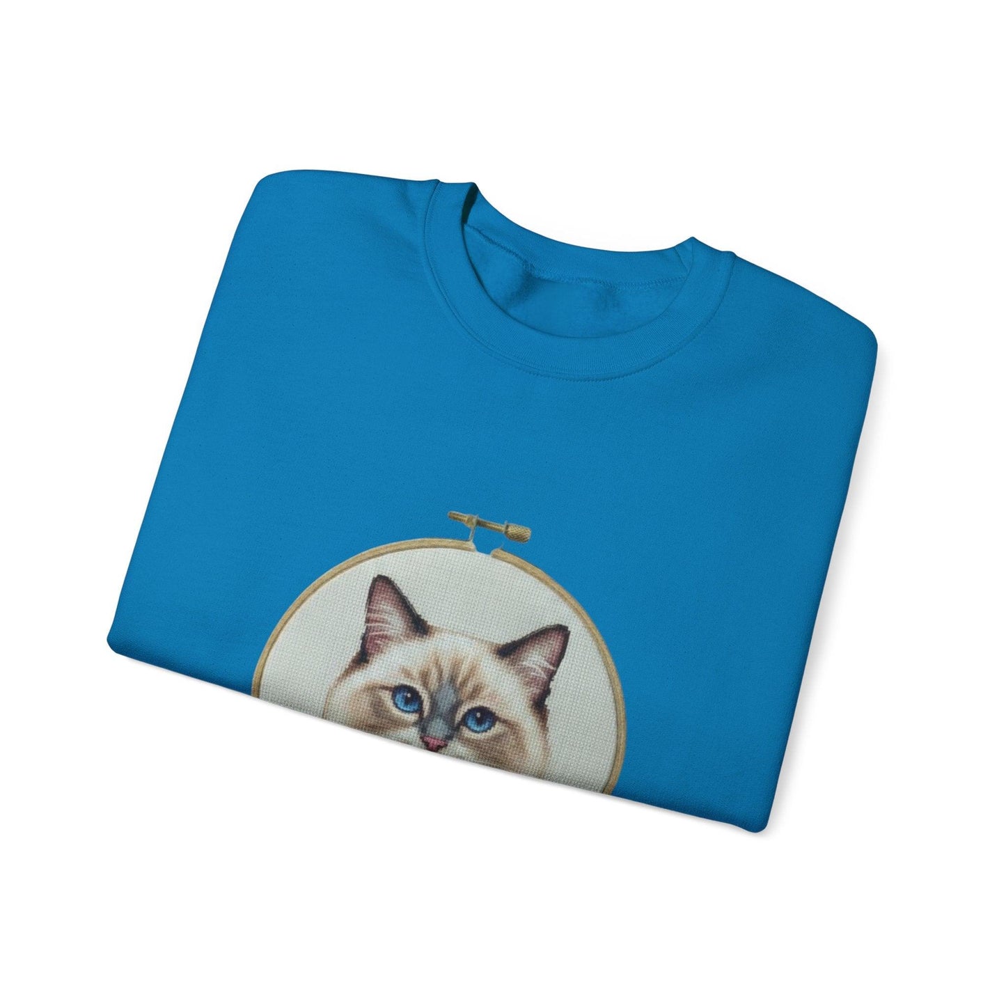 Ragdoll Cat Portrait Sweatshirt | Embroidery Hoop Floral Frame