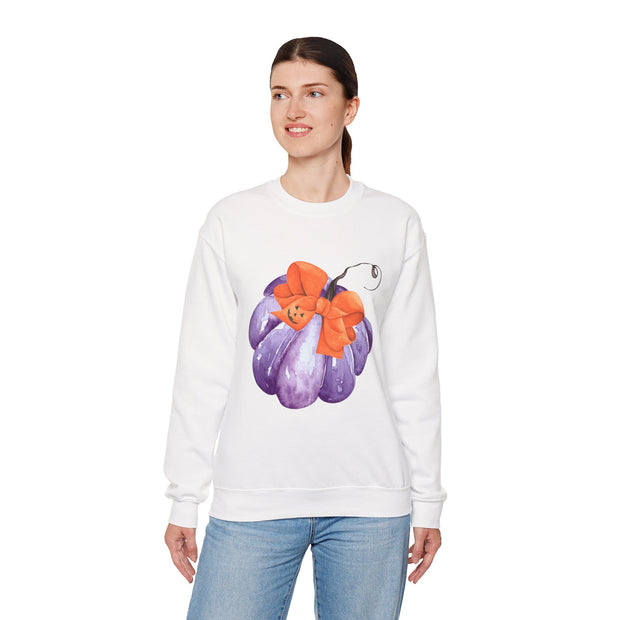 Purple Pumpkin Wrapped In A Bow Unisex Crewneck Sweatshirt