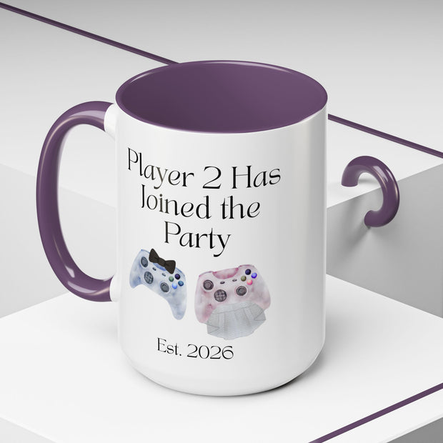 'Player 2 Has Joined The Party' 'Est. 2026' Accent Coffee Mug