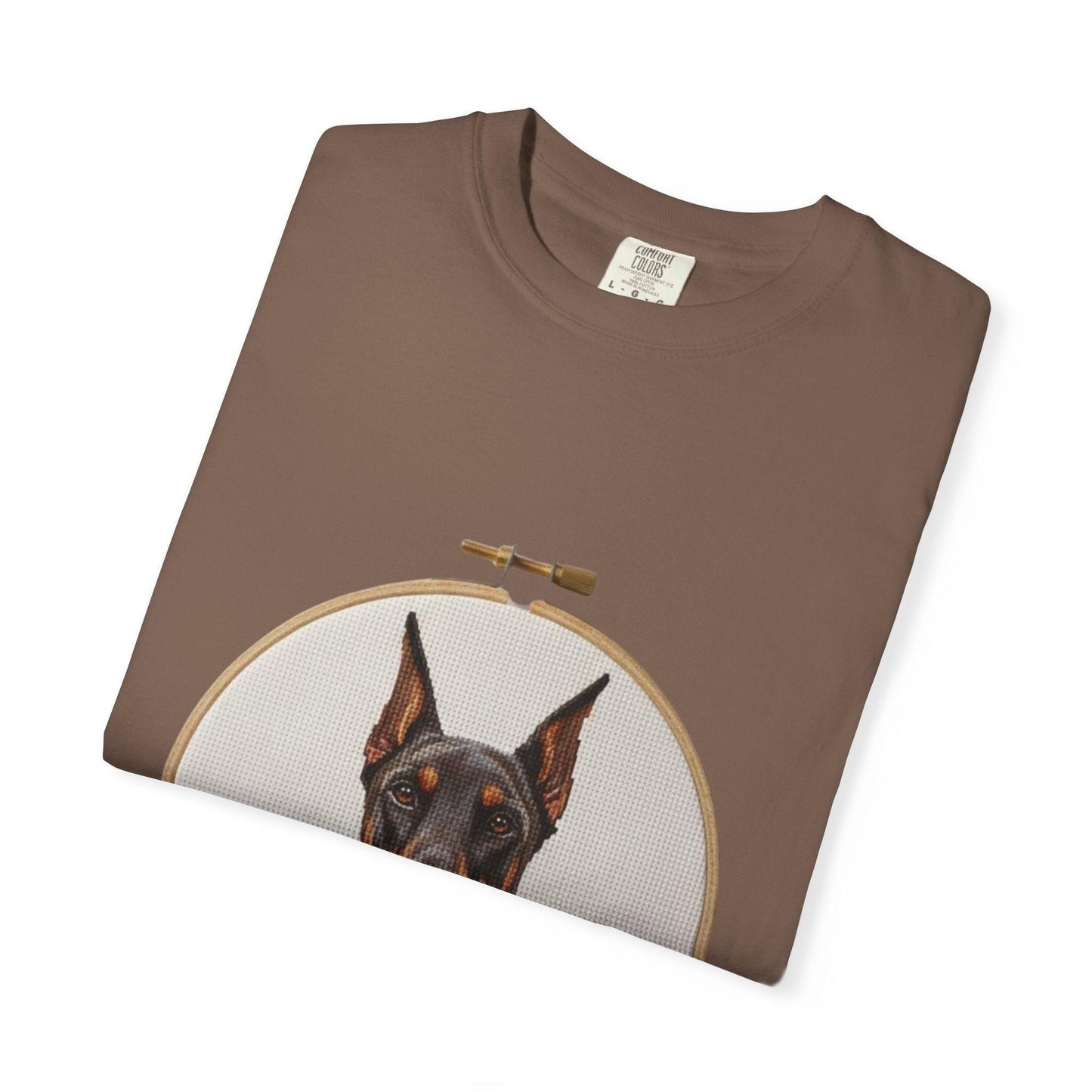 Doberman Portrait T-shirt | Embroidery Hoop Dog Illustration