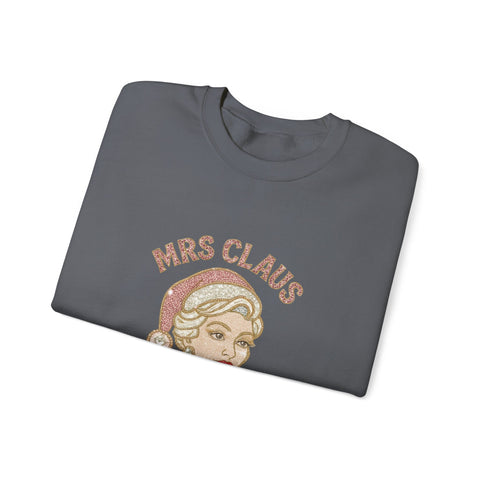 Mrs Claus Glam Squad Sweatshirt | Retro Mrs. Claus Illustration, Christmas Holiday Crewneck