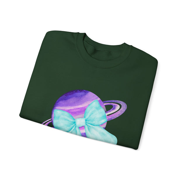 Purple Saturn Wrapped In A Bow Sweatshirt