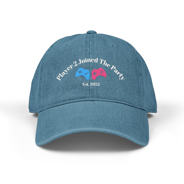 'Player 2 Joined The Party' 'Est. 2025' Denim Embroidered Cap