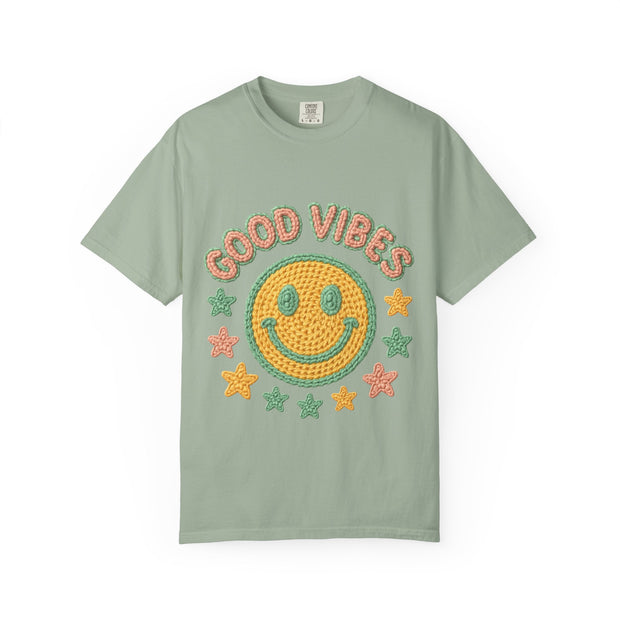 Good Vibes T-Shirt, Unisex Garment-Dyed Tee, Positive Vibe Shirt, Casual Wear, Gift for Friends, Summer Style