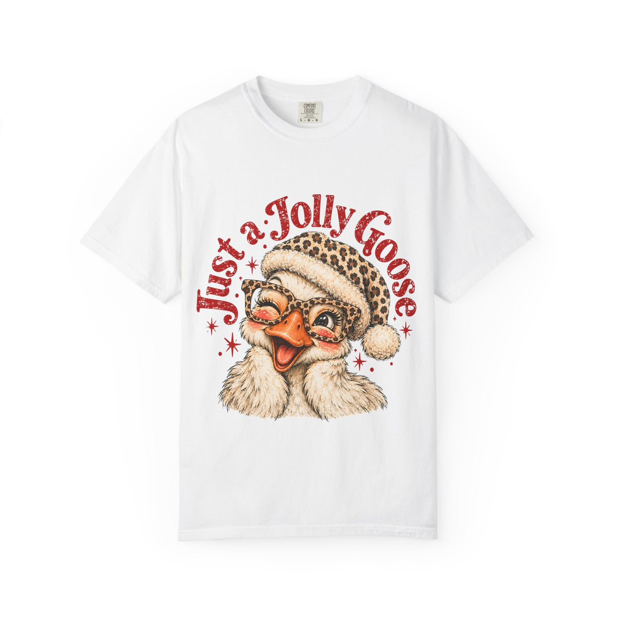 Jolly Goose Christmas Shirt, Funny Christmas Goose Tee, Leopard Santa Goose Shirt, Goose Lover Gift, Retro Holiday T-Shirt