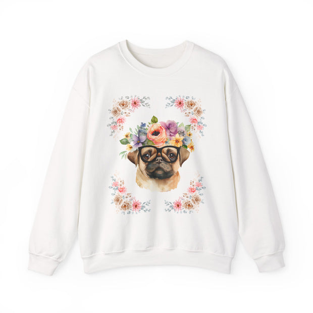 Geeky Goddess Pug Unisex Crewneck Sweatshirt
