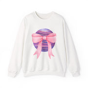 Pink/Purple Planet Wrapped In A Bow Crewneck Sweatshirt