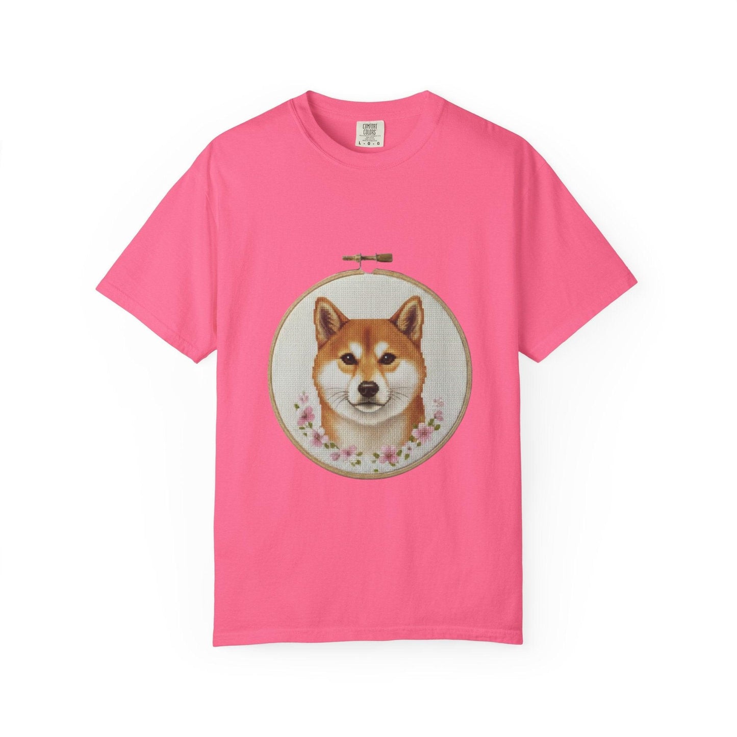 Shiba Inu Sweatshirt, Shiba Mom Gift, Vintage Cross Stitch Dog, Embroidered Floral Crewneck