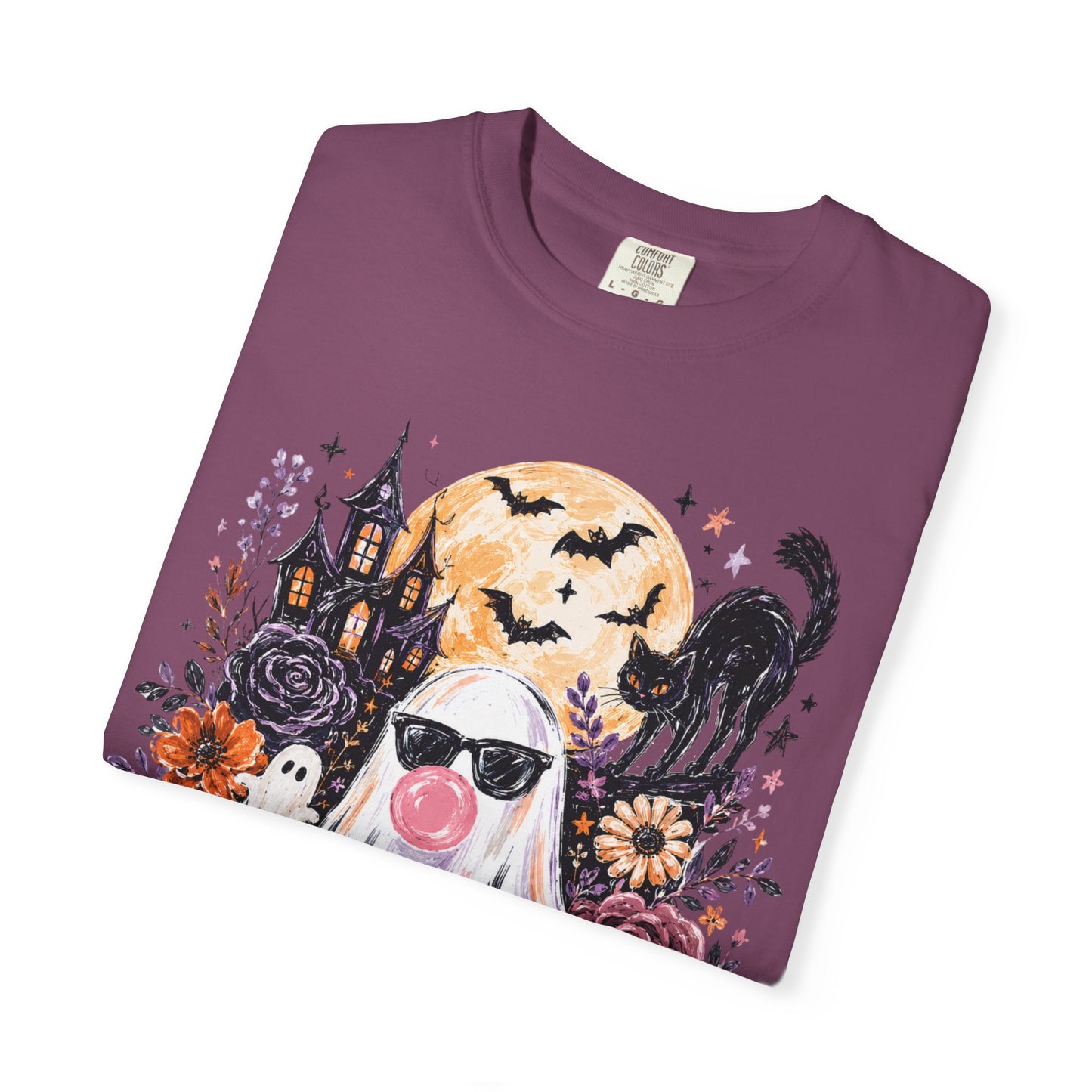 Cute Sunglasses Ghost Halloween T-shirt | Pumpkin, Black Cat, Haunted House