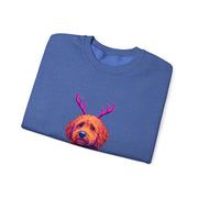 Golden Doodle with Reindeer Antlers Sweatshirt | Holiday Dog Sweater Design