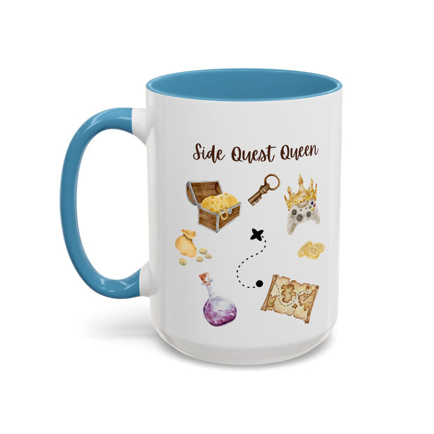 'Side Quest Queen' Accent Coffee Mug
