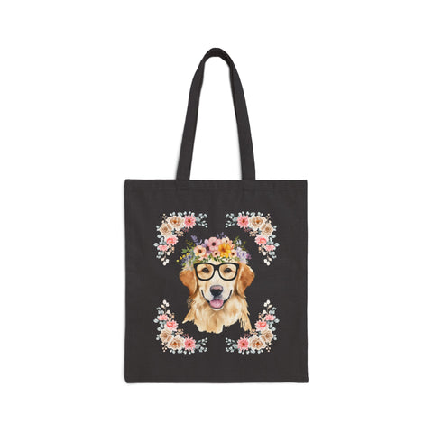 Geeky Goddess Golden Retriever Cotton Canvas Tote Bag