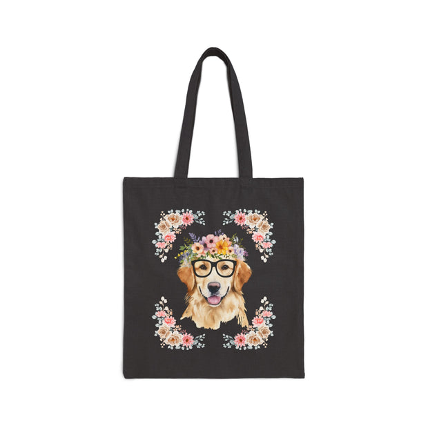 Geeky Goddess Golden Retriever Cotton Canvas Tote Bag