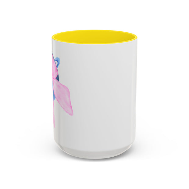 Blue Saturn Wrapped In A Pink Bow Accent Coffee Mug