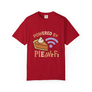 Powered by Pie and Wi-Fi T-Shirt, Funny Unisex Tee, Gift for Pie Lovers, Tech Enthusiasts, Perfect for Holidays and Parties