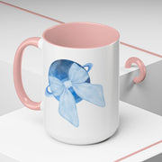 Blue Saturn Wrapped In A Blue Bow Accent Coffee Mug