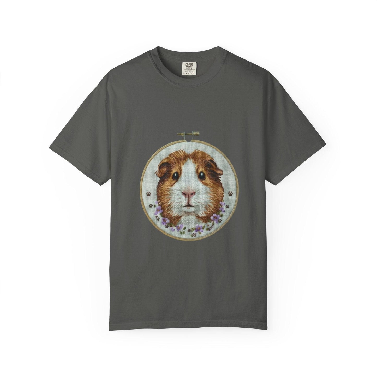Guinea Pig Portrait T-shirt | Embroidery Hoop Style, Cute Pet Graphic