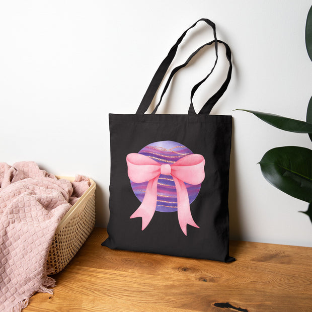 Pink/Purple Wrapped In A Bow Cotton Canvas Tote Bag